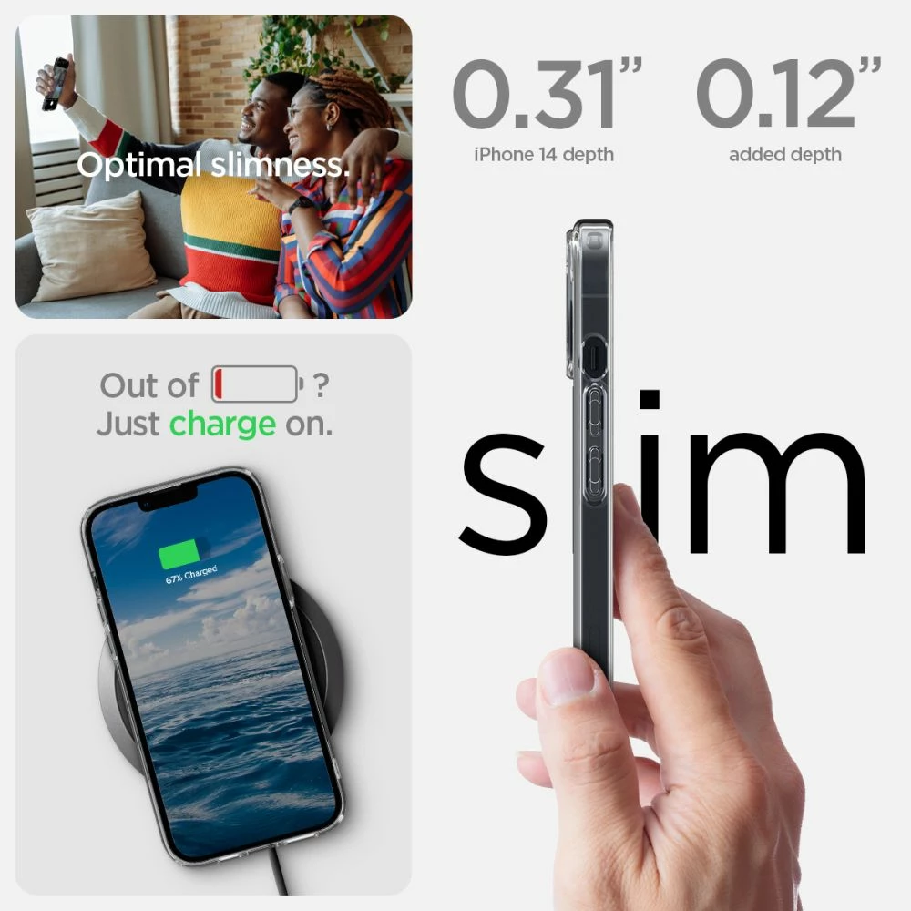 Mbështjellës Spigen Ultra Hybrid Mag për iPhone 14 Plus, MagSafe, Transparent Gri