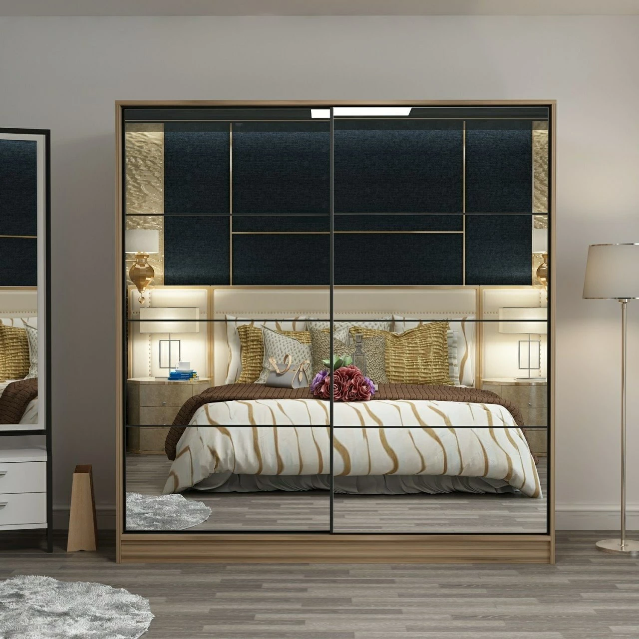 Dollap garderobe, ngjyrë dore, Skye Decor, 180x190x52 cm