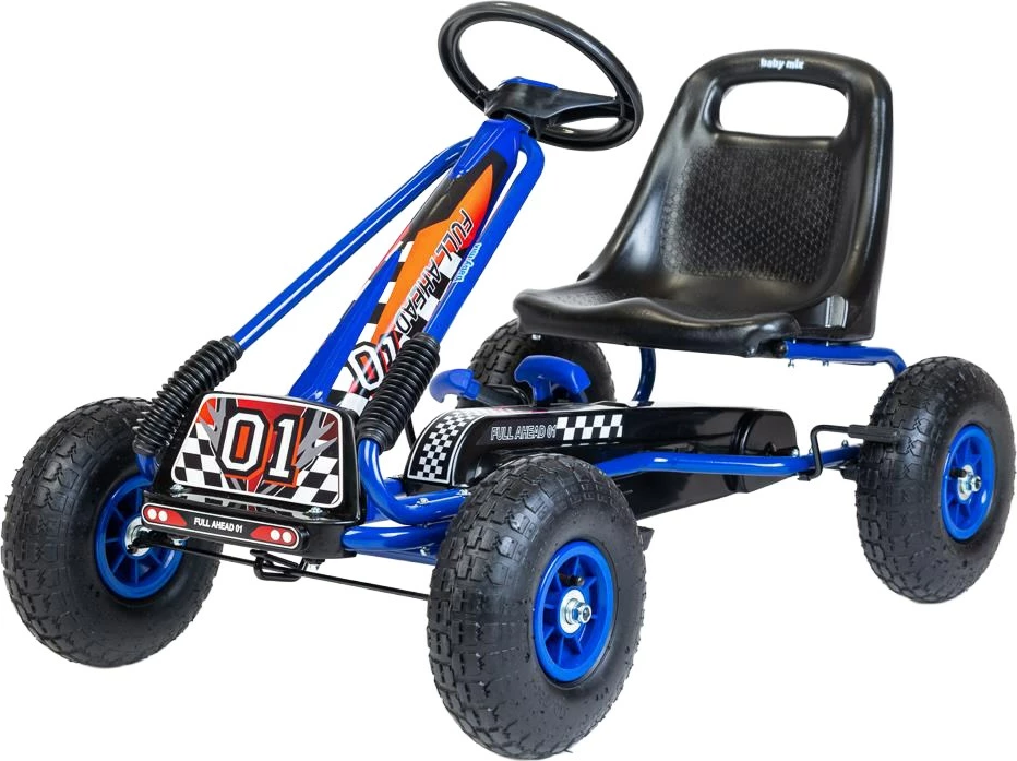 Gokart me pedale, Baby Mix, Razor, transmision përpara/mbrapa me frirrotullim, frenë dore në boshtin e pasëm, rrota të frymueshme 25 cm, moshat 3-8 vjeç, blu