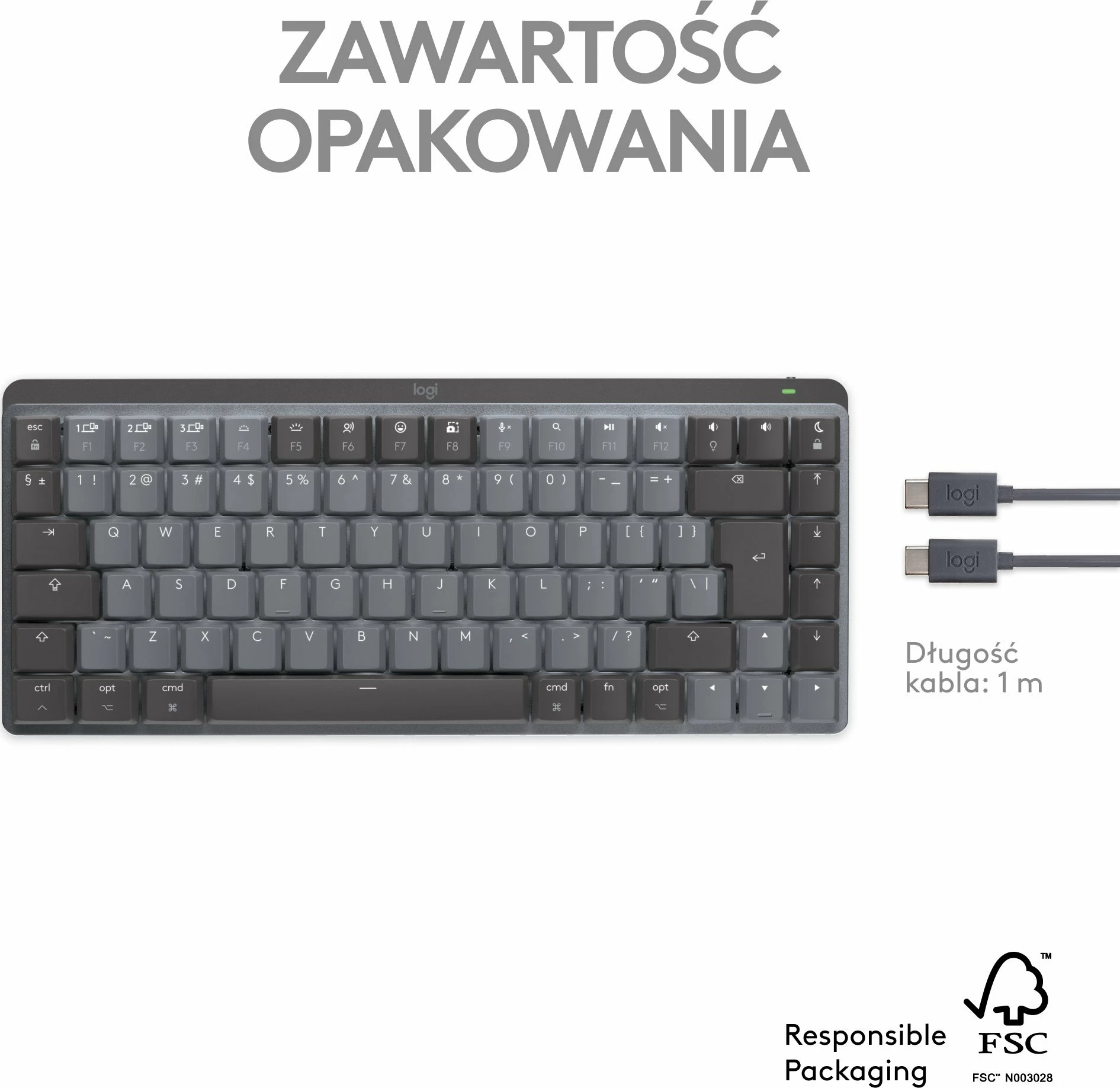 Tastierë mekanike Logitech MX Mechanical Mini for Mac 920-010837, wireless, US INTL layout, backlit, pa numpad, Graphite