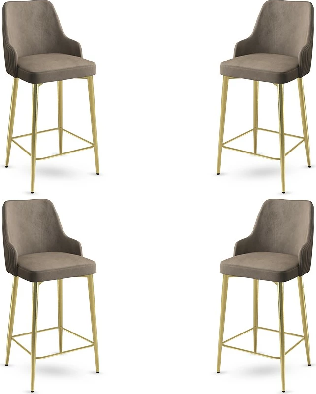 Set karrigesh për bar (4 copë), Hanah Home, Enox, kapuçino, ari