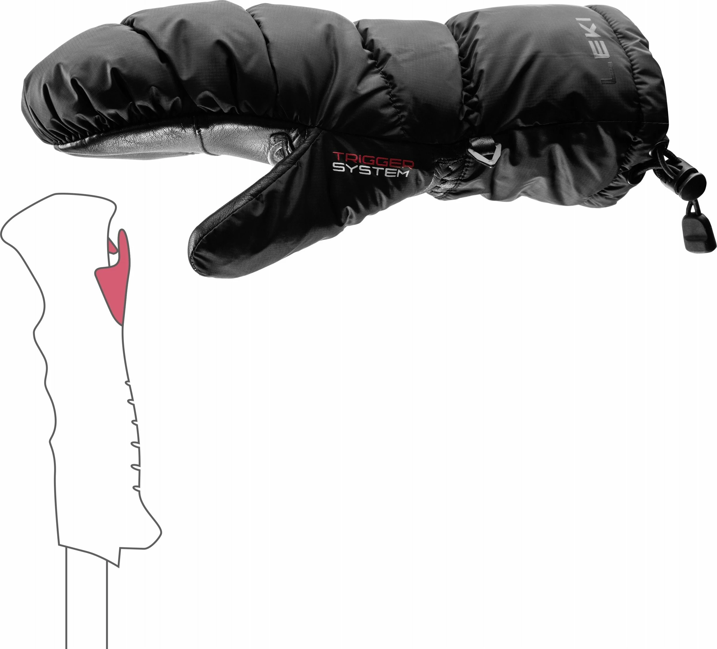Doreza ski miten një-gisht për femra Leki Glace 3D Women Mitt madhësia 7, SOFT-TEX, Primaloft Extra Warm+, e zezë