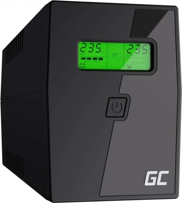 UPS Green Cell UPS02, 800VA 480W, Tower, Ekran LCD, e zezë