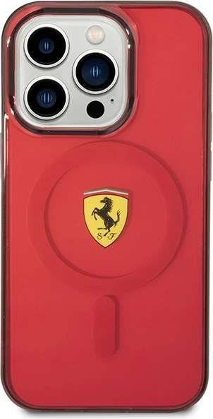 Mbështjellës Ferrari Translucent MagSafe për iPhone 14 Pro Max 6.7", i kuq