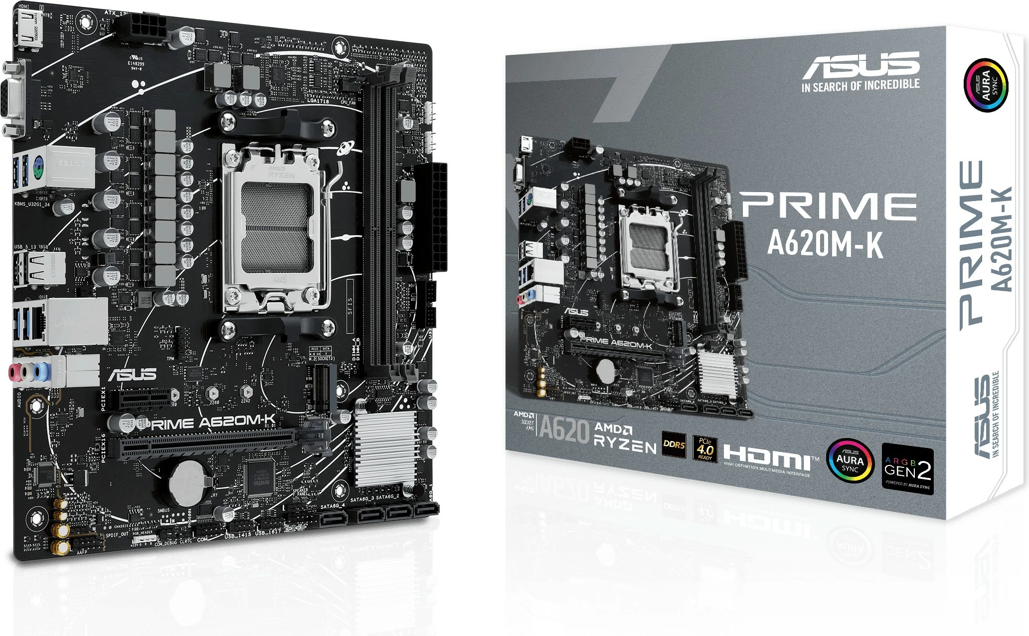 Pllakë amë ASUS PRIME A620M-K, AMD, Socket AM5, DDR5, 96 GB