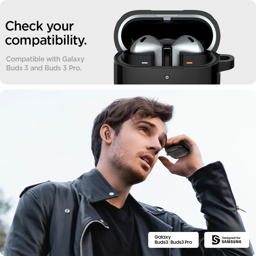 Mbështjellës Spigen Rugged Armor për Samsung Galaxy Buds 3 / 3 Pro, i zi