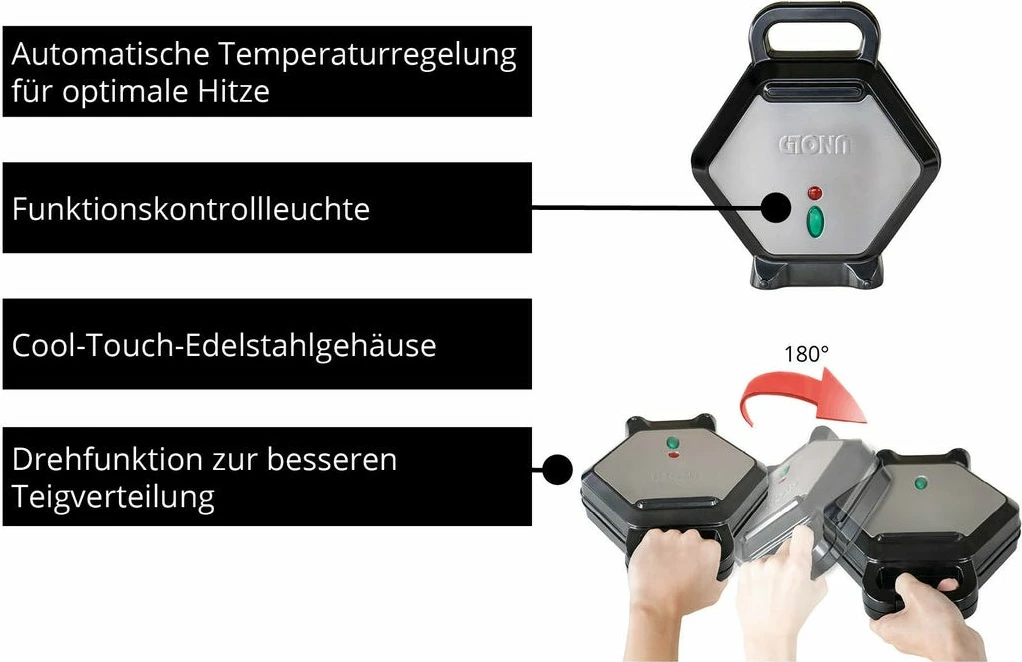 Wafflemaker UNOLD 48245 Bobby Bubble, 700W, i zi