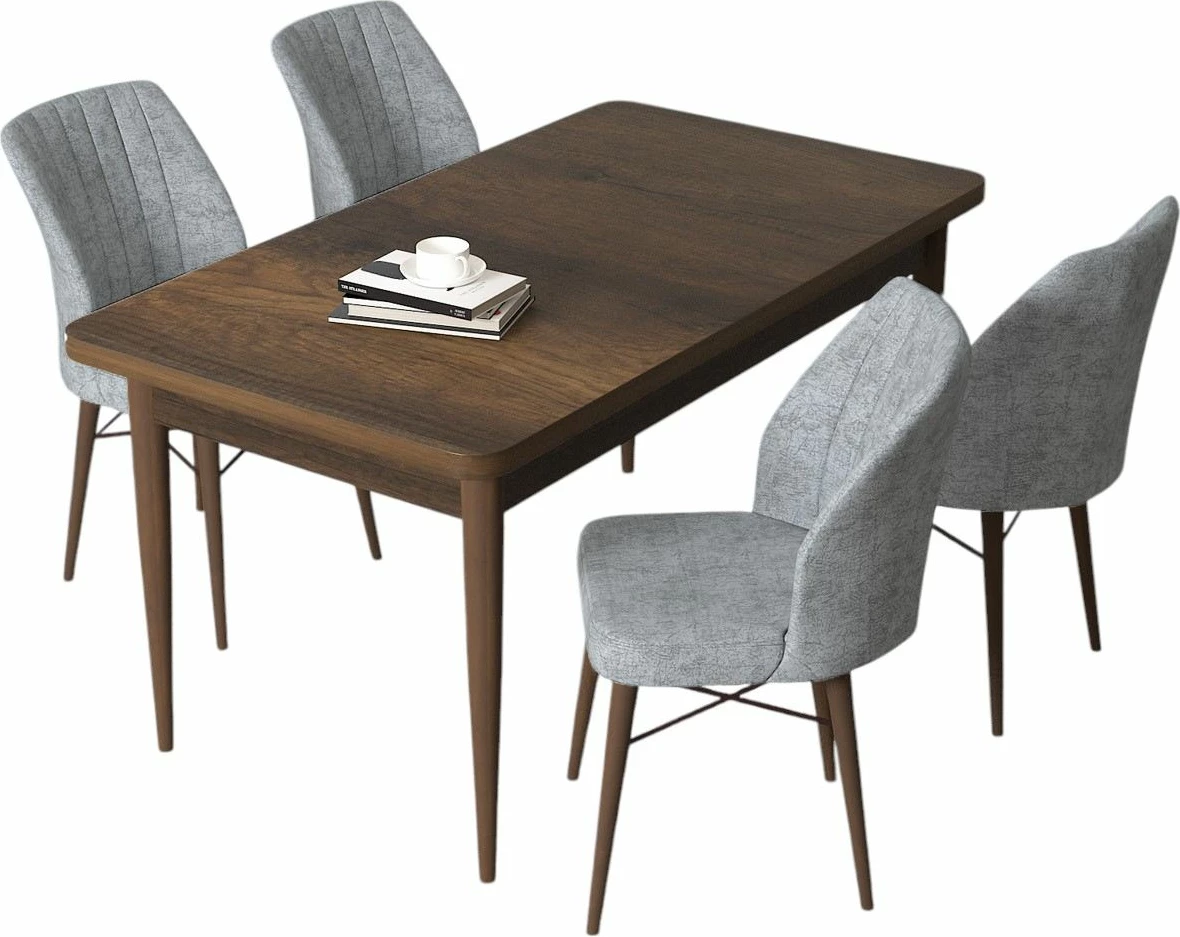 Tavolinë me karrige, 5 copë, Skye Decor, Barok, gri