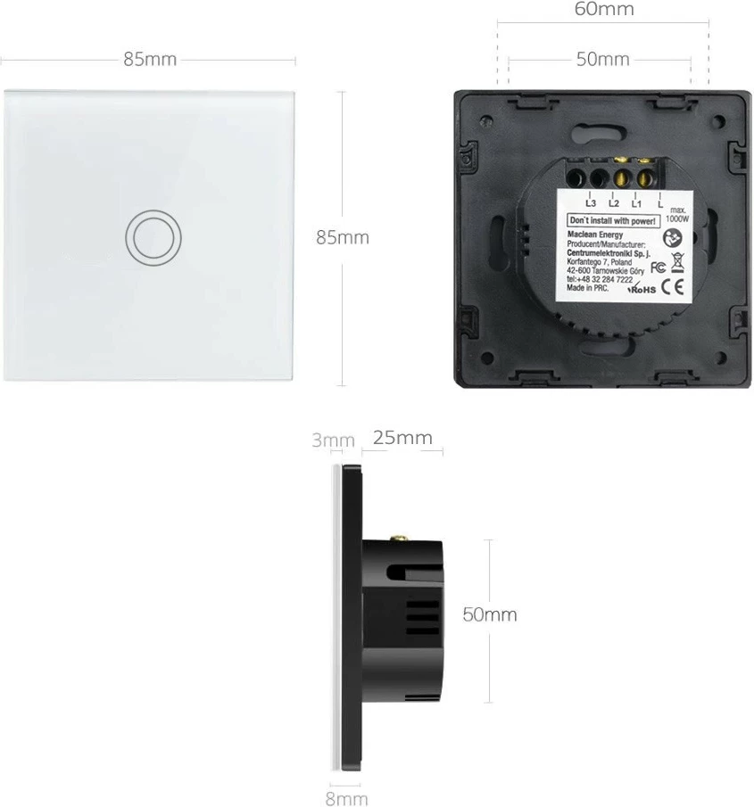 Ndërprerës me prekje Maclean MCE702W, i bardhë