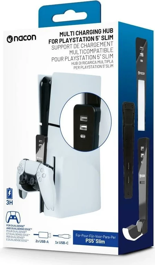 Bazë ngarkimi me hub USB për PS5, Nacon, DualSense/DualSense Edge, e bardhë/zezë