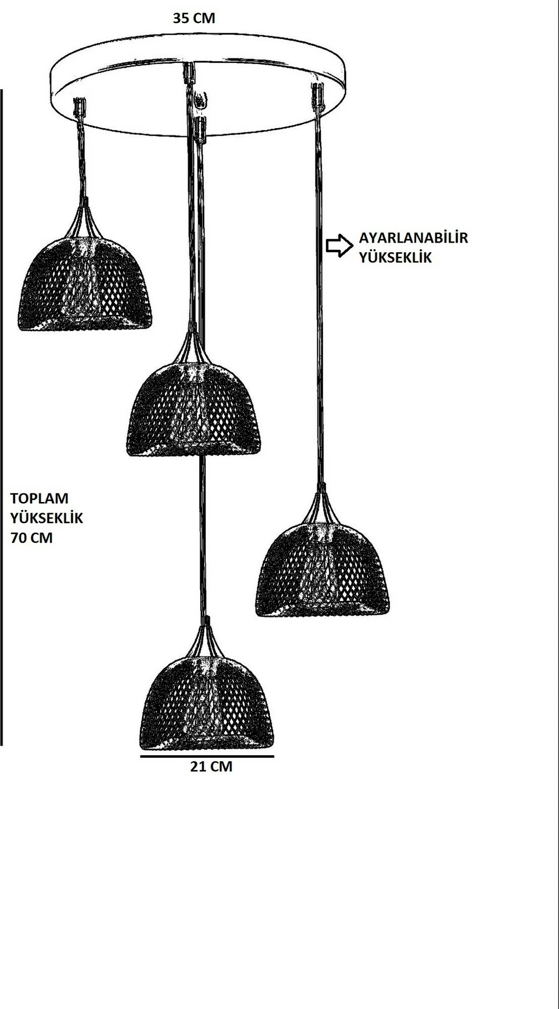 Llambë tavani Opviq, Nasa 4 llampa, ngjyrë e zezë