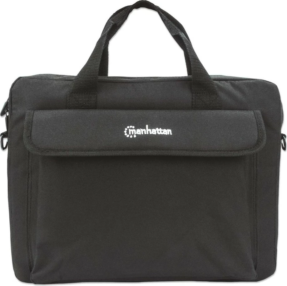 Çantë laptopi Manhattan London 14.1 inç, e zezë, messenger, xhep për aksesorë