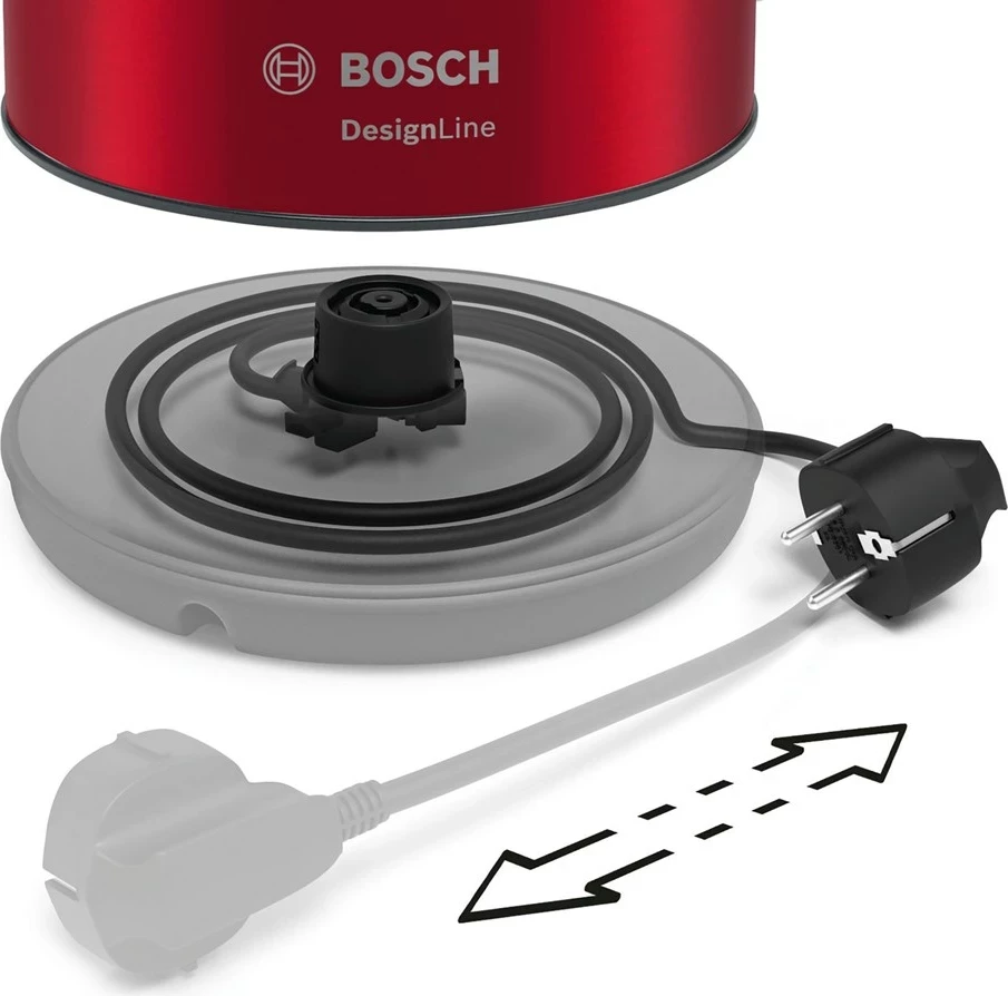 Çajnik elektrik Bosch TWK3P424, 1.7 L, 2400 W, Gri, Kuq