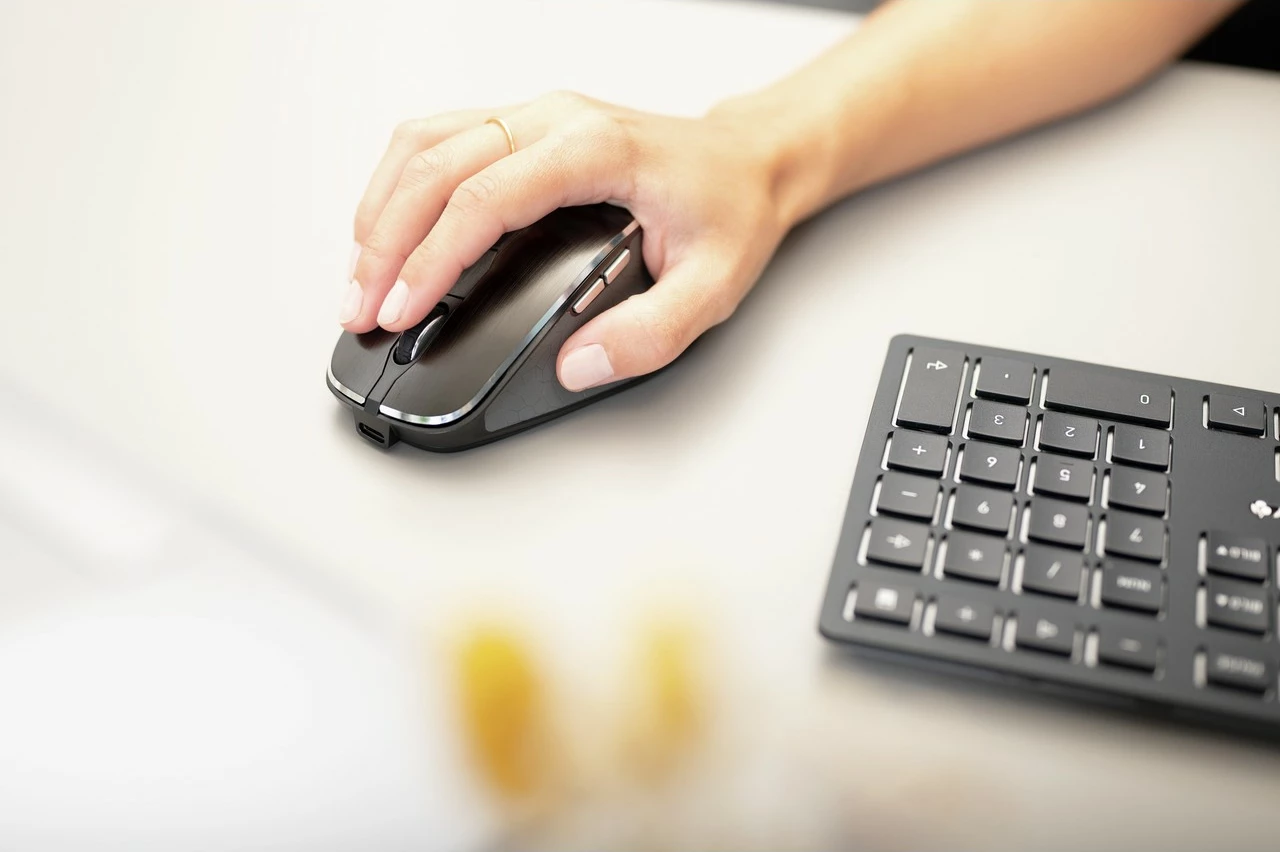 Tastierë dhe Maus Cherry DW 9500 SLIM, Wireless, RF Wireless + Bluetooth, QWERTY, E zezë, Gri