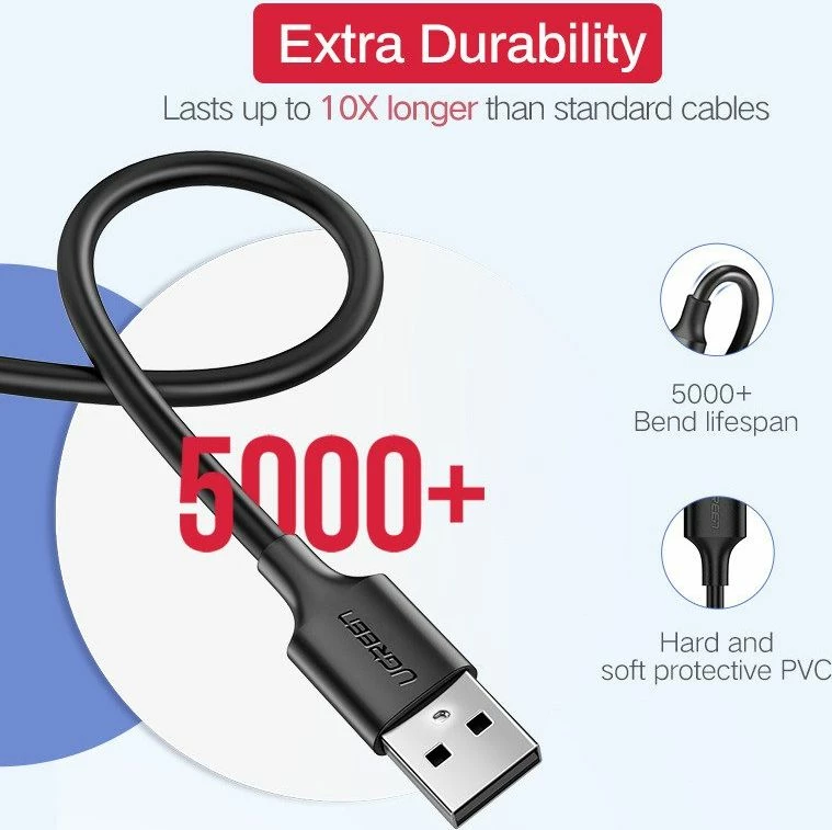 Kabllo USB-A në microUSB Ugreen US289 1 m e zezë