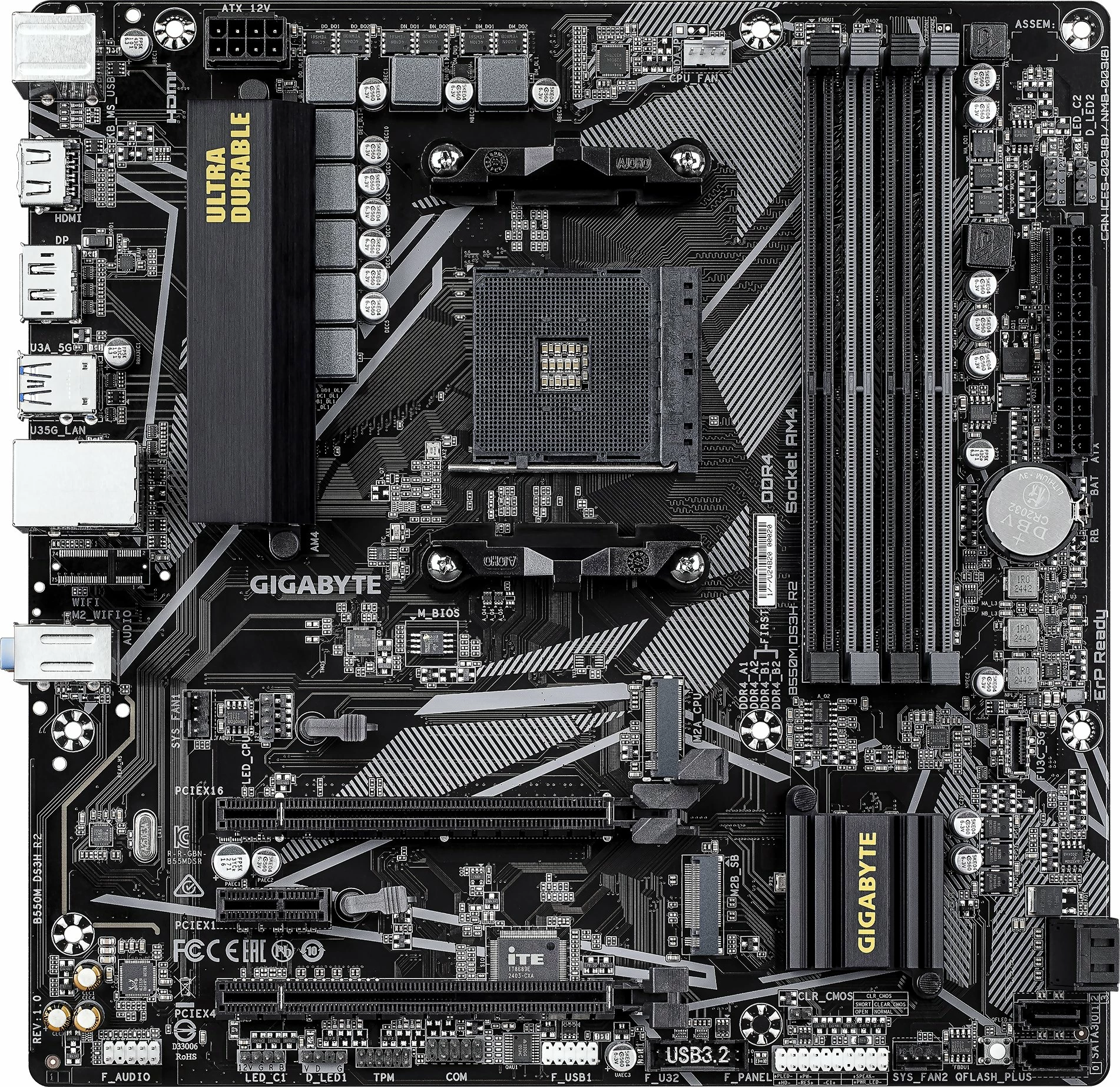 Pllakë amë Gigabyte B550M DS3H R2, Micro ATX, AM4, DDR4 deri 128GB, PCIe 4.0