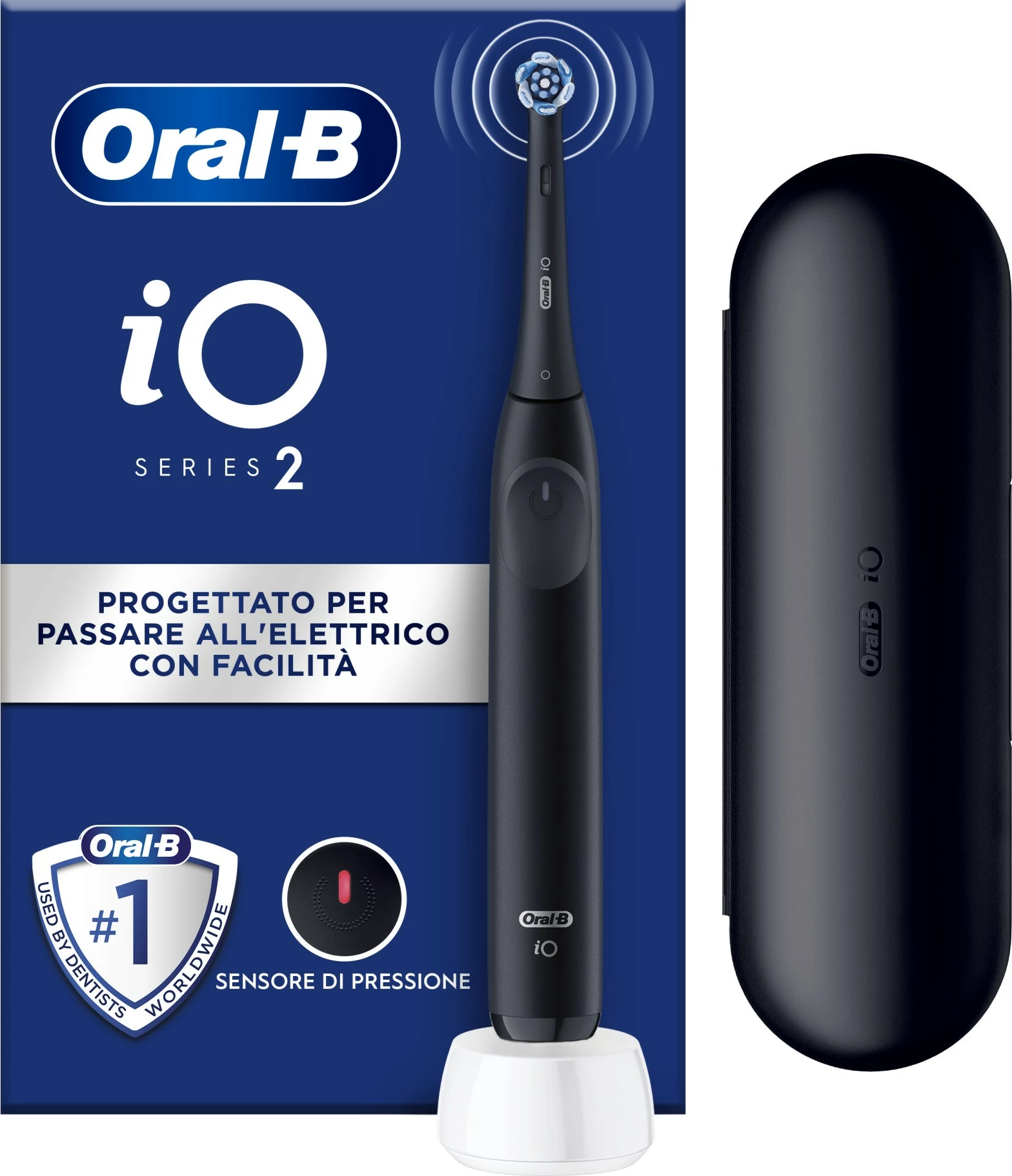 Furçë dhëmbësh elektrike Oral-B iO Series 2, Night Black, 3 mënyra larjeje, kutia udhëtimi