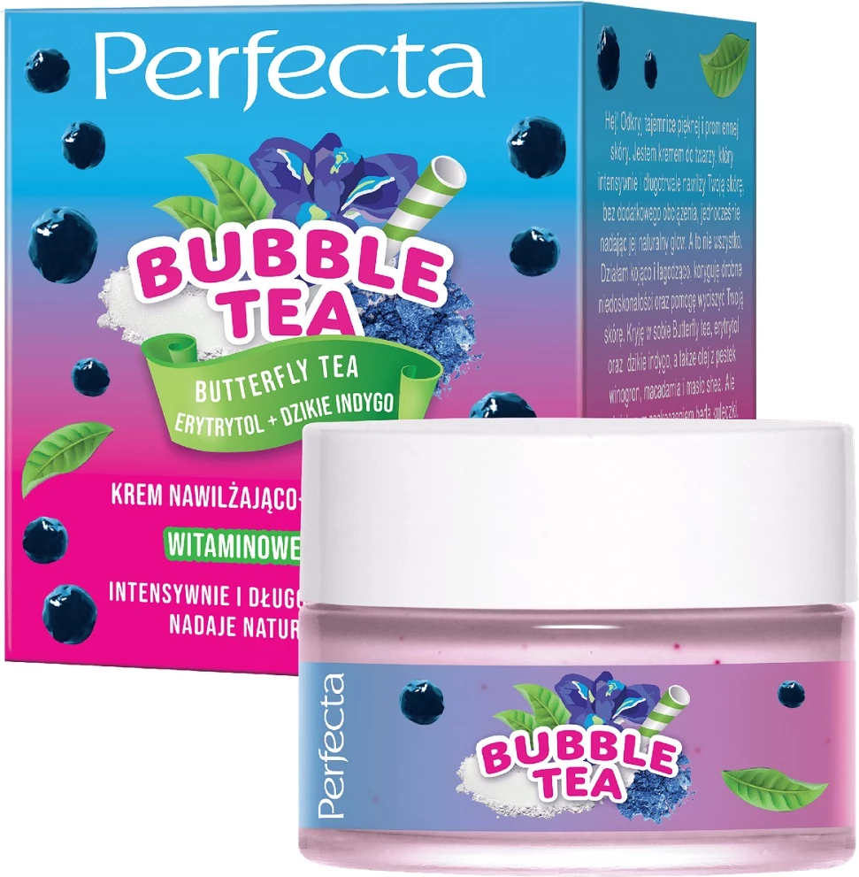 Krem fytyre për femra Perfecta Bubble Tea Moisturizing and Illuminating Cream Butterfly Tea, 50ml