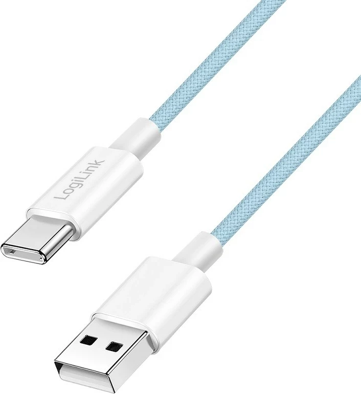 Kabëll LogiLink USB-A në USB-C 0.5m, najlon, kaltër