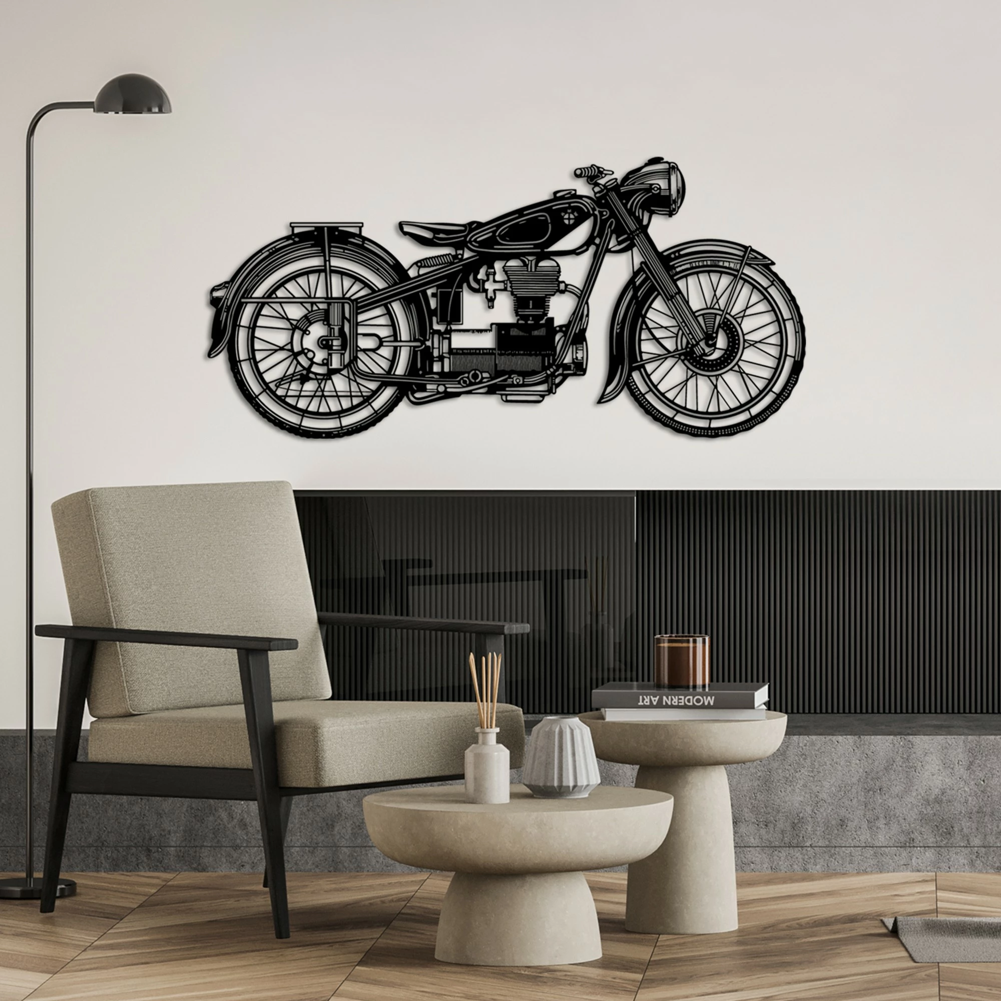 Aksesor dekorativ metalik për mur, Wallity Leeway-1, ngjyrë e zezë, 100x48cm