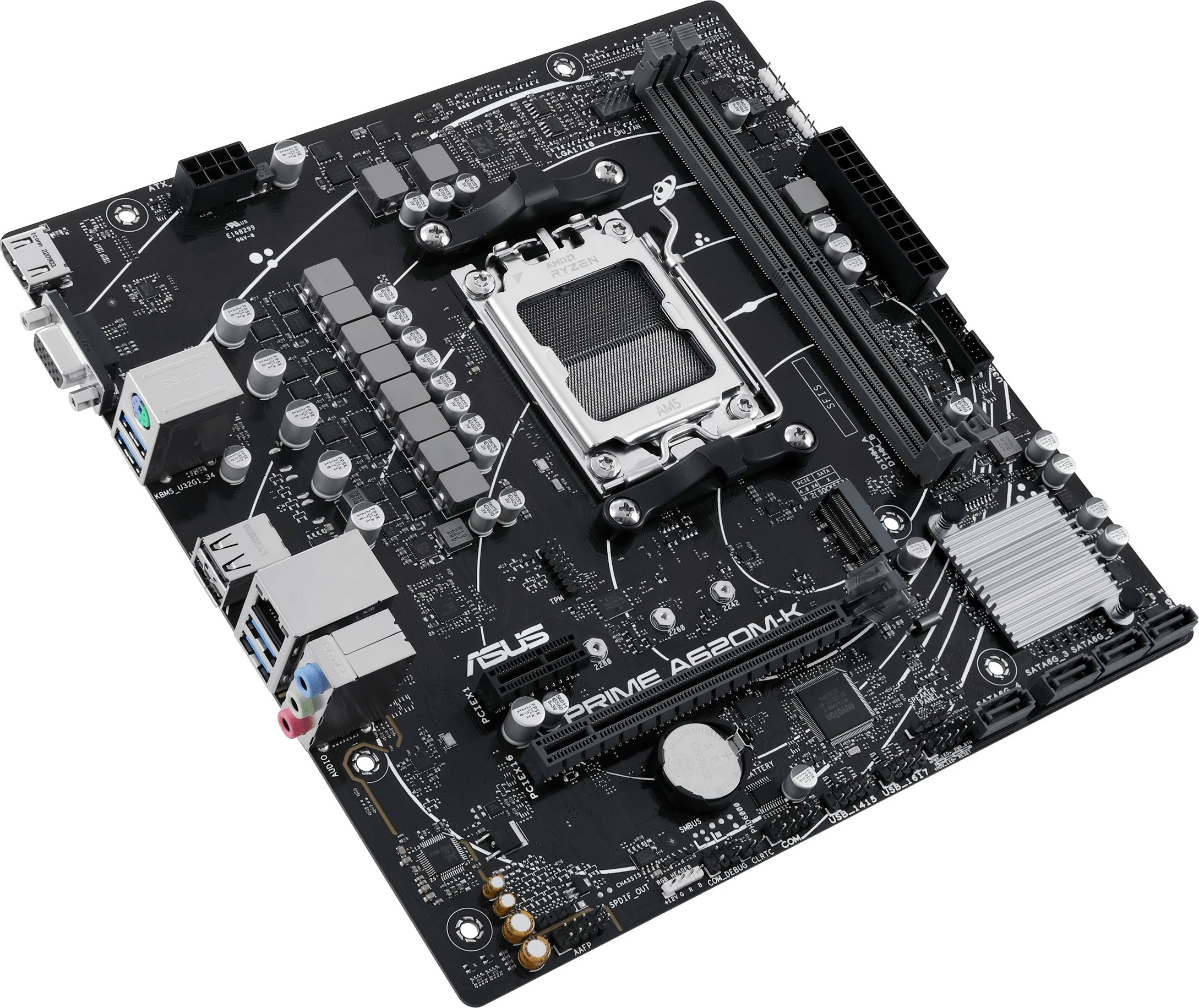 Pllakë amë ASUS PRIME A620M-K, AMD, Socket AM5, DDR5, 96 GB
