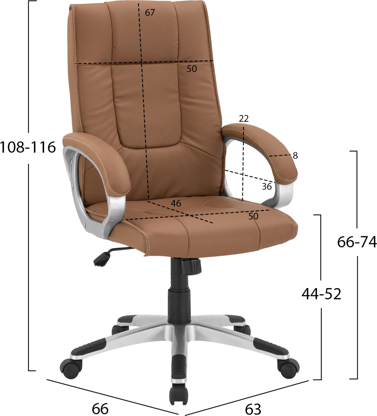 Karrige ekzekutive për zyre, ngjyrë deveje, FH1092.09, 63x66x116 cm