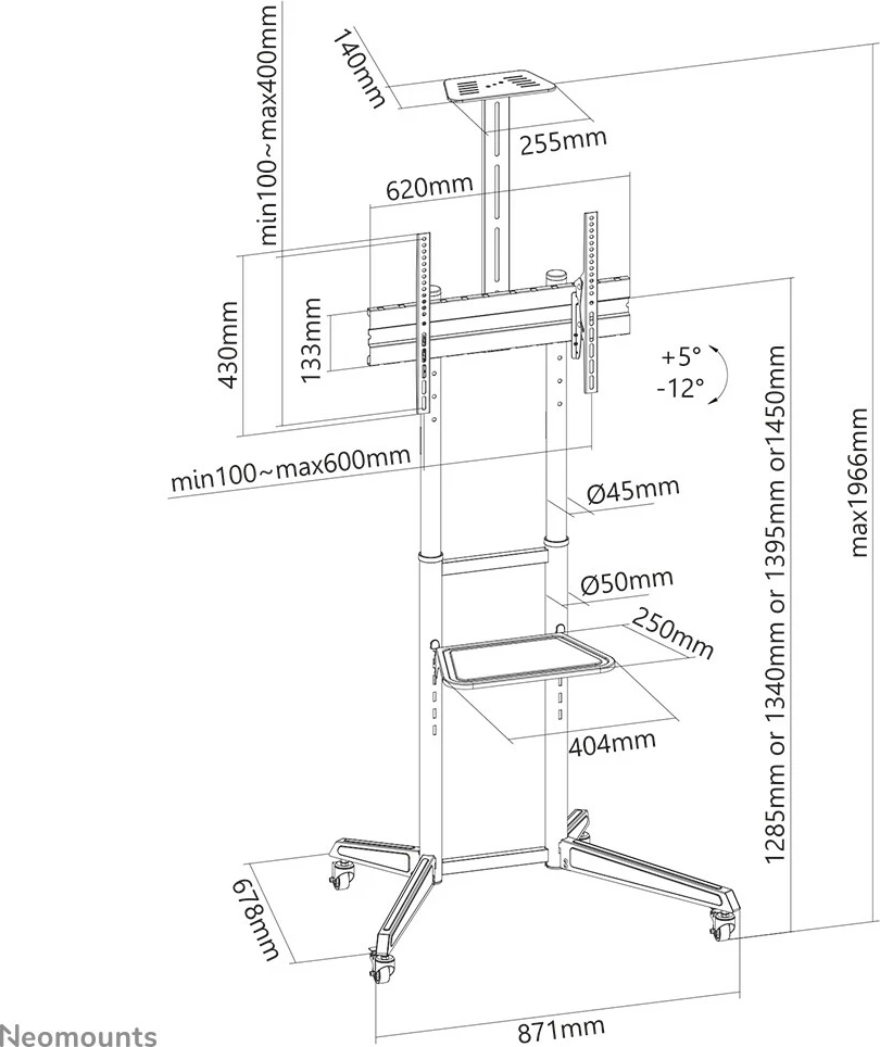 Stendë dyshemeje Neomounts Newstar FL50-550BL1, 50 kg, 37"-70"
