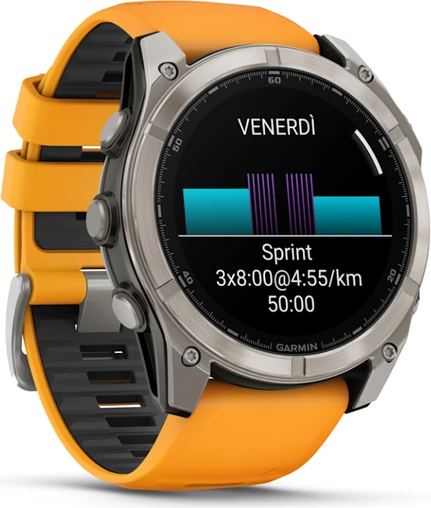 Smartwatch Garmin fēnix® 8 AMOLED, Sapphire Titanium with Spark Orange / Graphite silicone strap, 51 mm