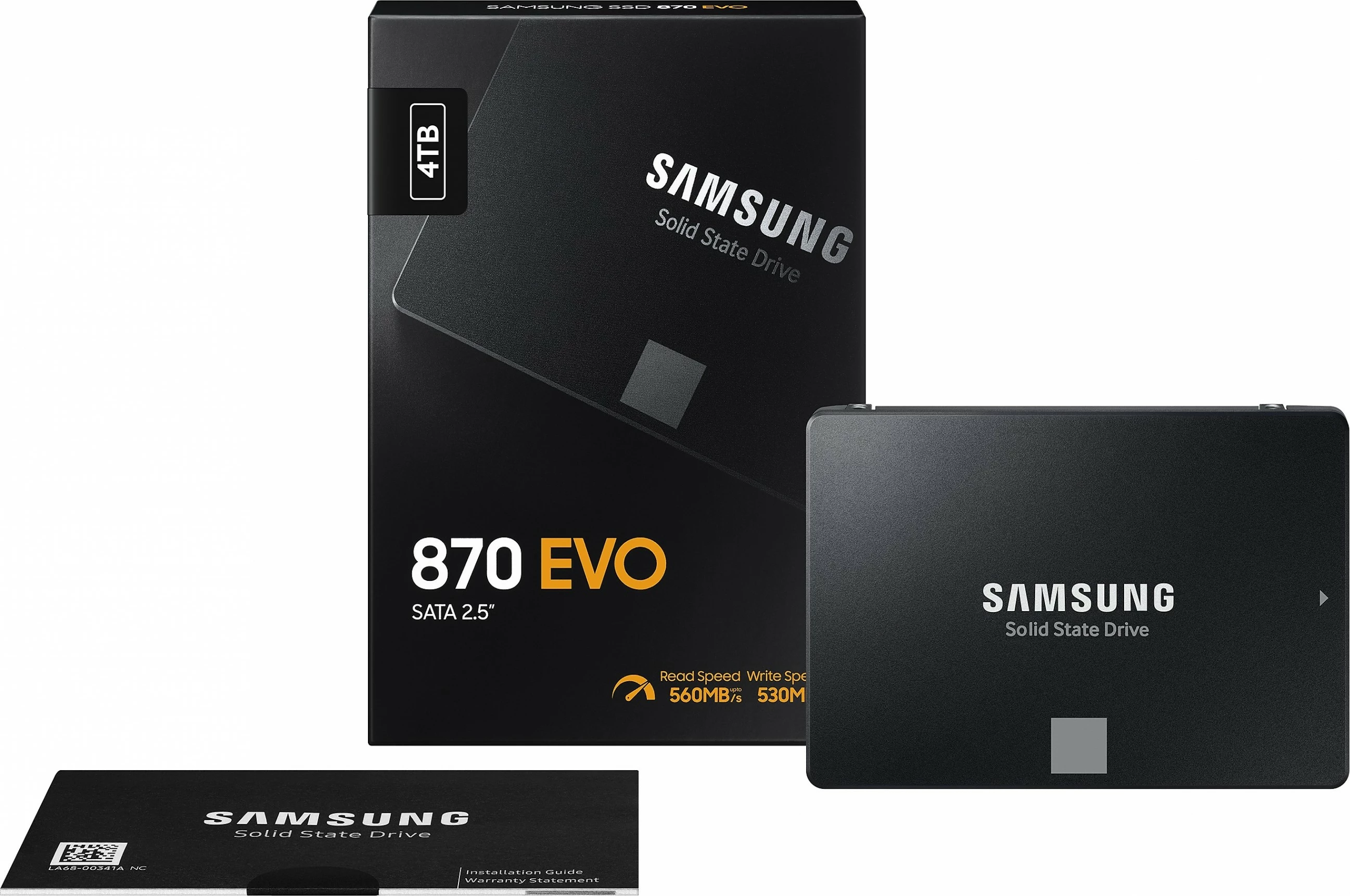 SSD Samsung 870 EVO, 4 TB, 2.5", 560 MB/s, 6 Gbit/s, e zezë