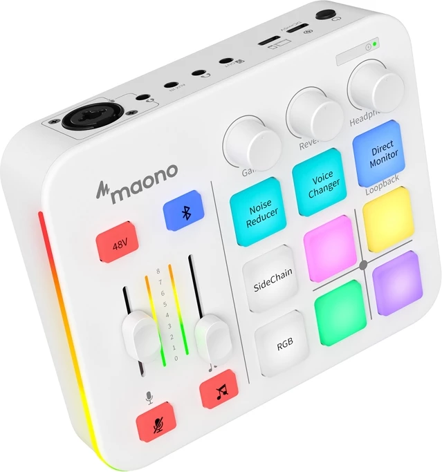 Kartë zanore e jashtme Maono G1 Neo, e bardhë, me ndriçim RGB