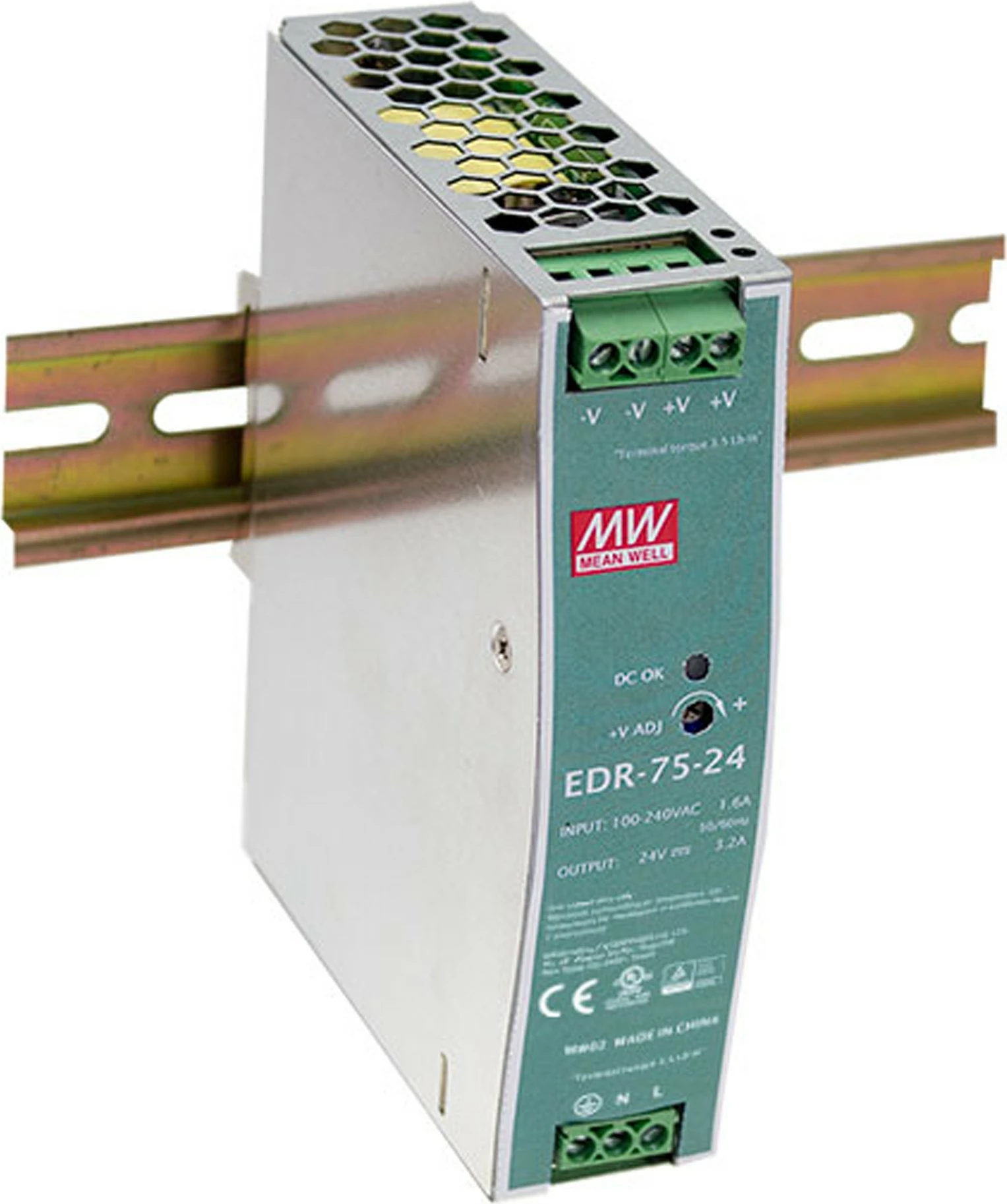 Furnizues industrial energjie LevelOne POW-4820, 48V DC, 75W, DIN-Rail, PoE Ready, mint/argjend