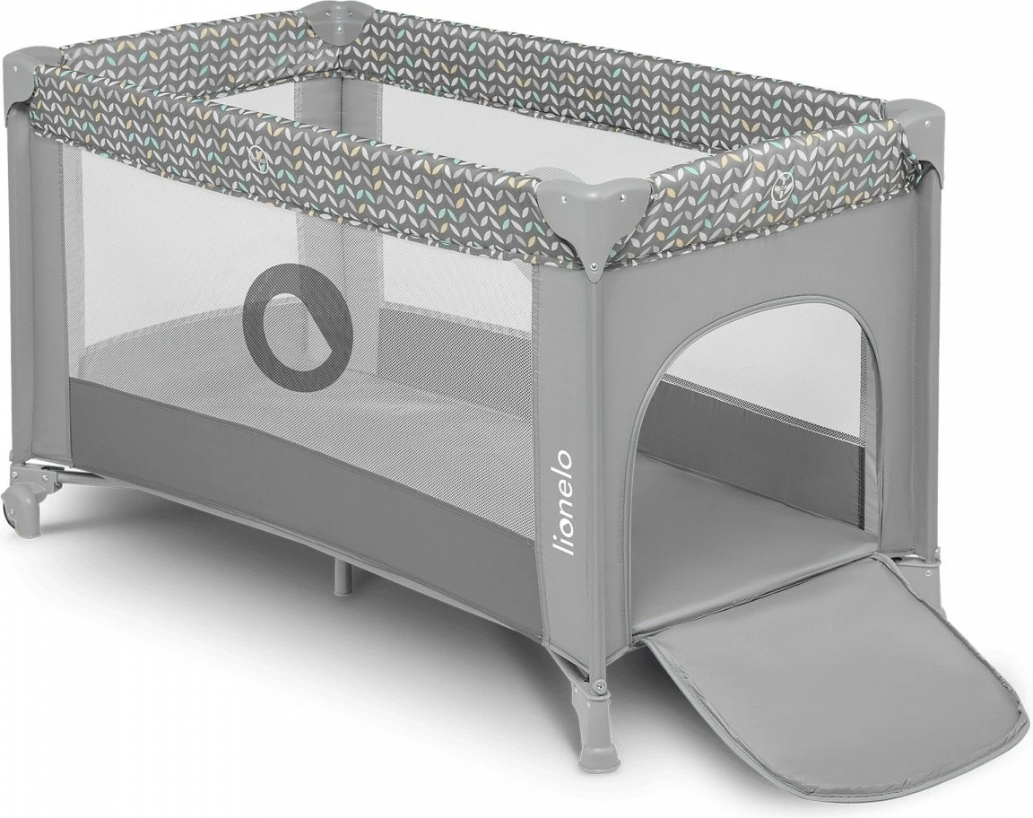 Krevat udhëtimi Lionelo Stefi, Grey Concrete Multicolor, me torbë bartëse