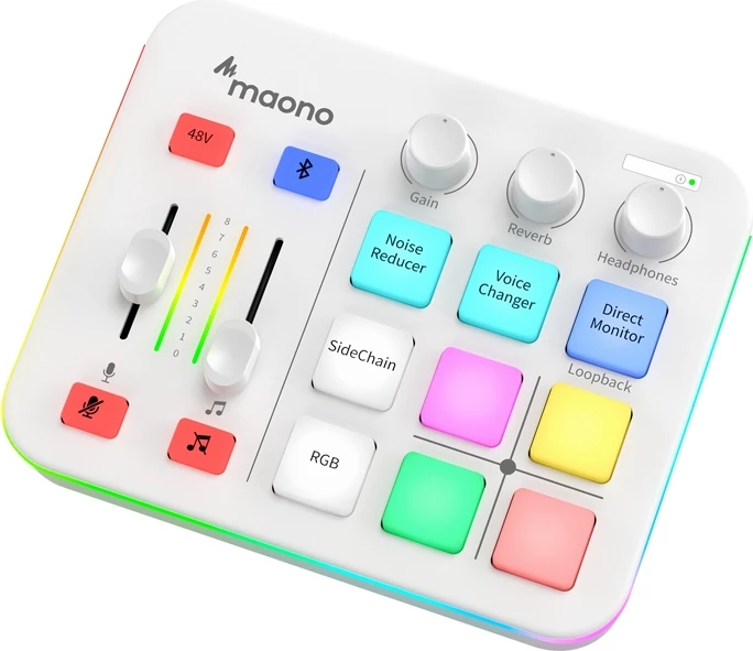 Kartë zanore e jashtme Maono G1 Neo, e bardhë, me ndriçim RGB