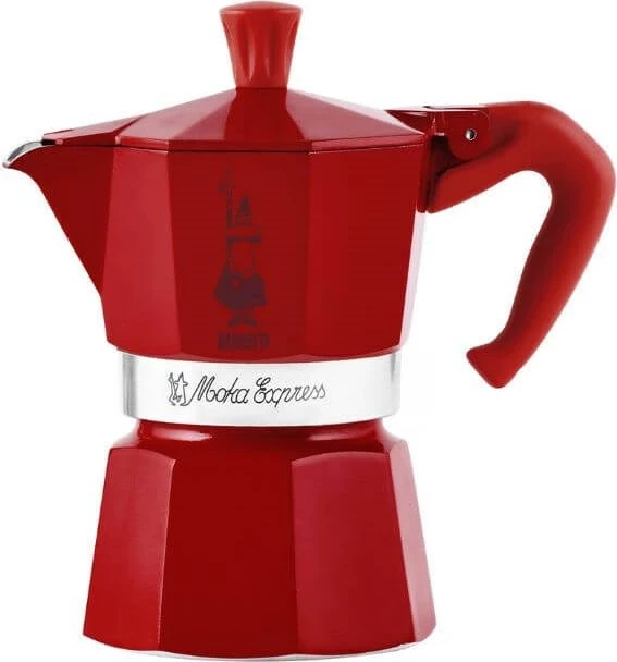 Moka Bialetti Moka Express Winter Wonderland, 3 filxhanë, 140 ml, Kuqe, Argjendtë