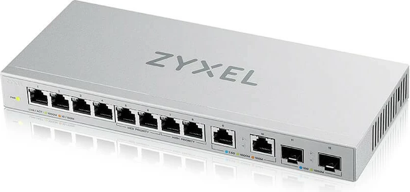 Switch rrjeti Zyxel XGS1010-12, 12 porta (8x1G, 2x2.5G, 2xSFP+), pa ventilator