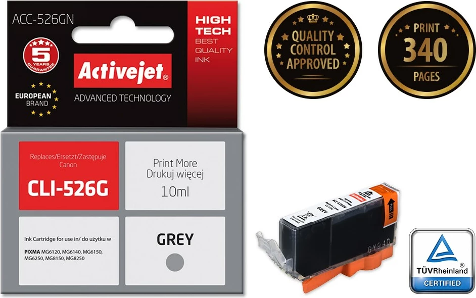 Toner zëvendësues Activejet ACC-526GN për printer Canon, 10ml, hiri