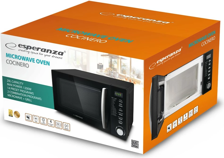 Furrë mikrovale Esperanza Cocinero, 20L, e zezë