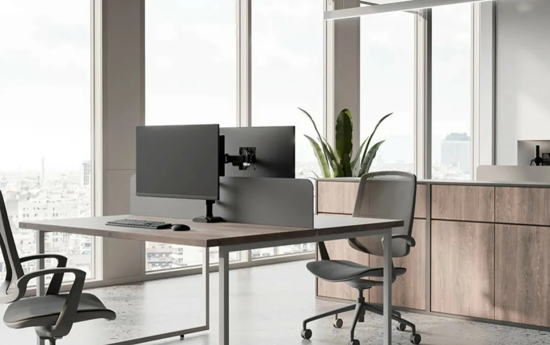 Krah monitori Neomounts DS60-600BL1, për tavolinë, Çelik, i zi