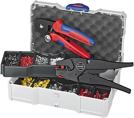 Set veglash Knipex Aderendhuelsensortiment, me kuti bartëse, 2 copë, zi/kaltër/kuqe