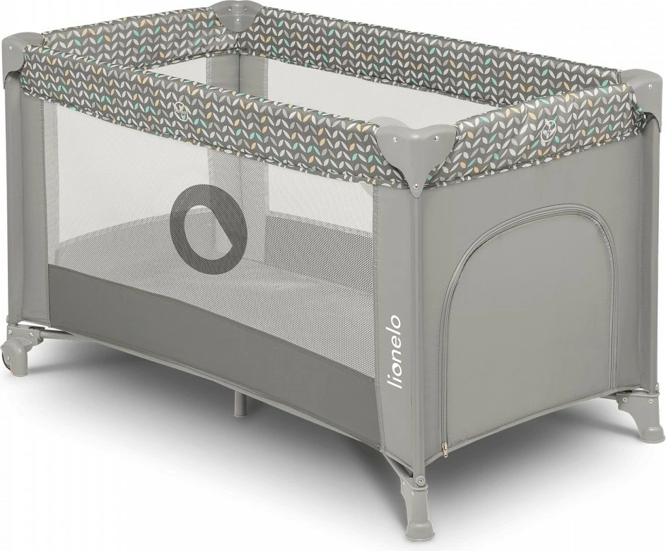 Krevat udhëtimi Lionelo Stefi, Grey Concrete Multicolor, me torbë bartëse