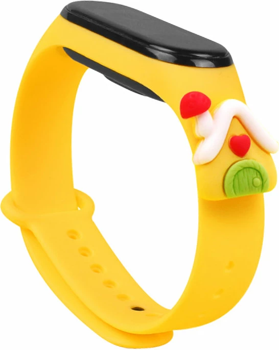 Rrip silikon për Xiaomi Mi Band 5/6 Hurtel, dekor festash, Verdhë