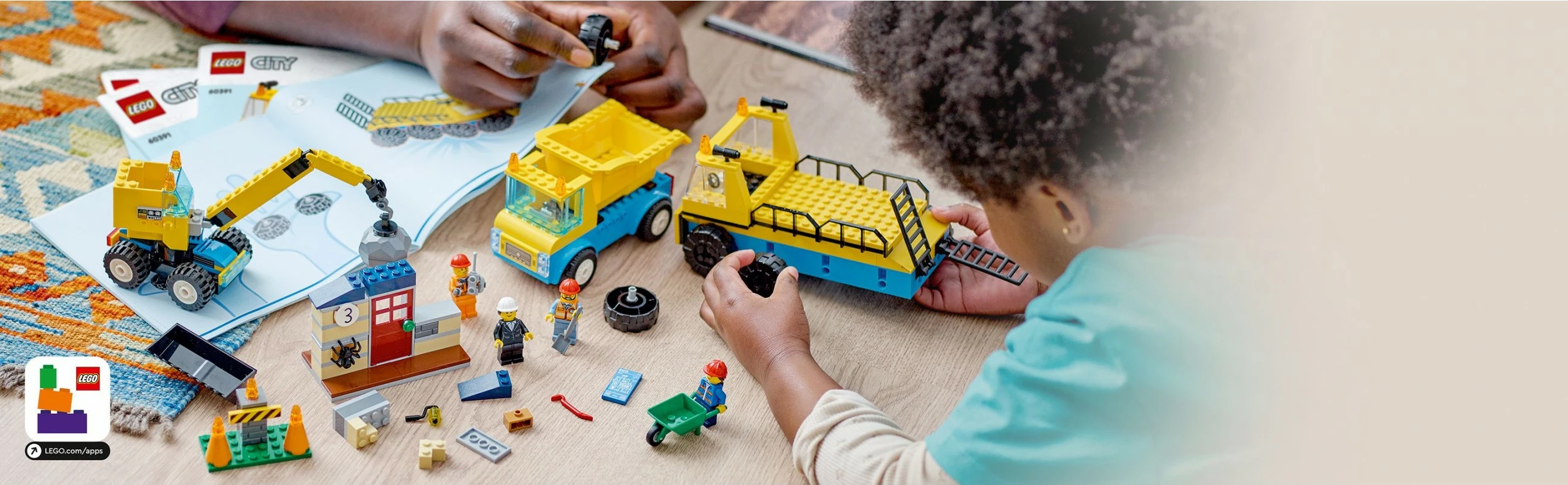 Set ndërtimi LEGO City Kamionë ndërtimi dhe Vinç me Top Demolimi, 235 copë, shumëngjyrësh