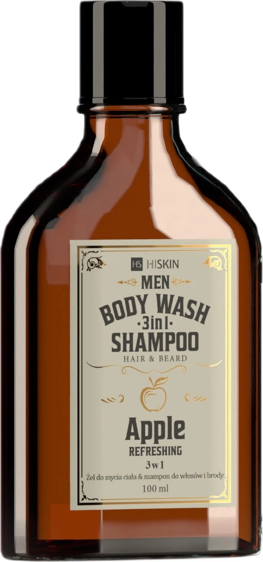 Shower gel dhe Shampon 3-në-1 për meshkuj HiSkin Whisky Body Wash Gel and 3-in-1 Shampoo for Hair and Beard Apple, 100ml