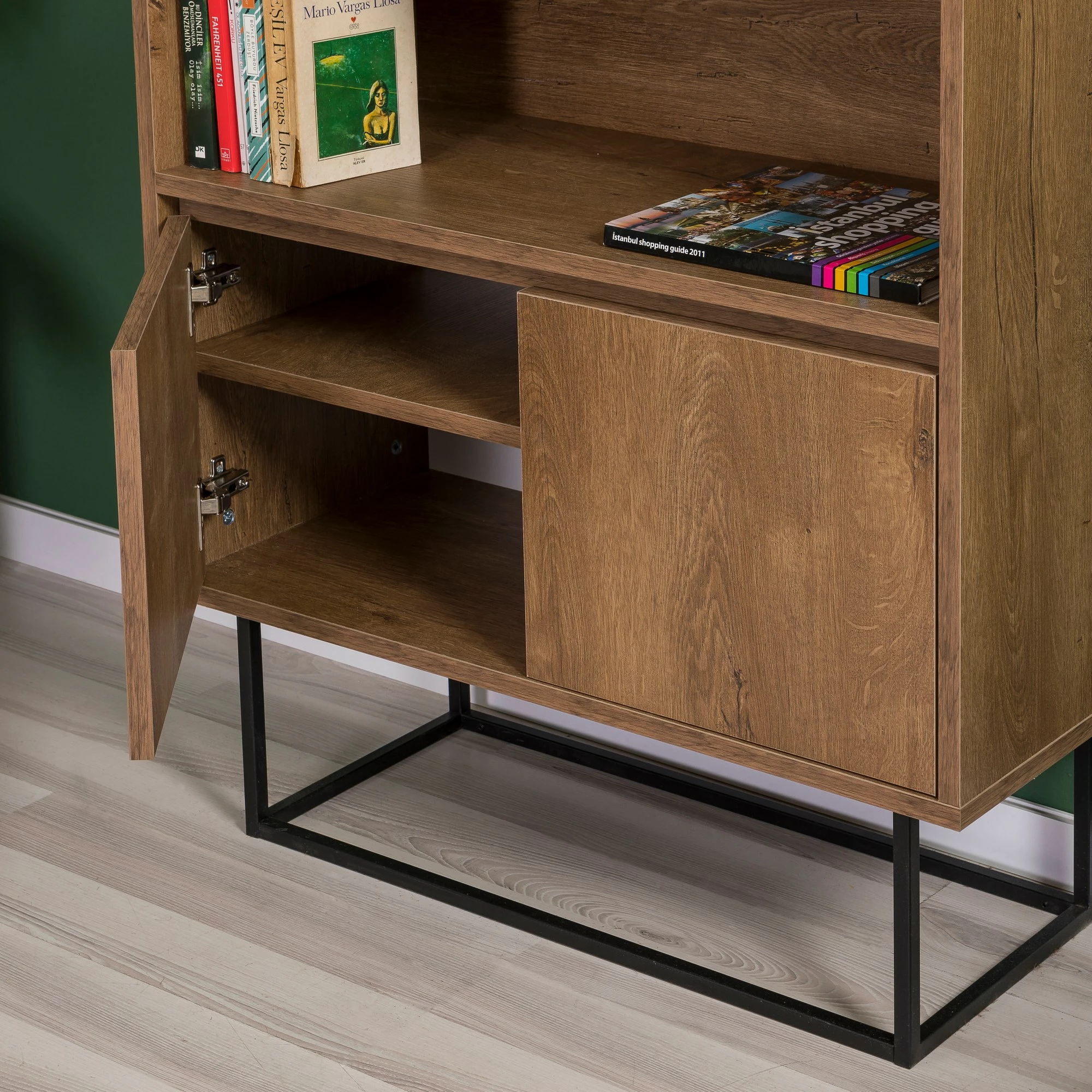 Set mobiljesh për dhomë dite, ngjyrë arre dhe e zezë, Laxus Takım 12