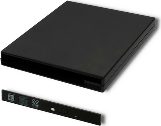 Kasë e jashtme Qoltec 51864 për CD/DVD SATA, USB 2.0, 9.5mm, e zezë
