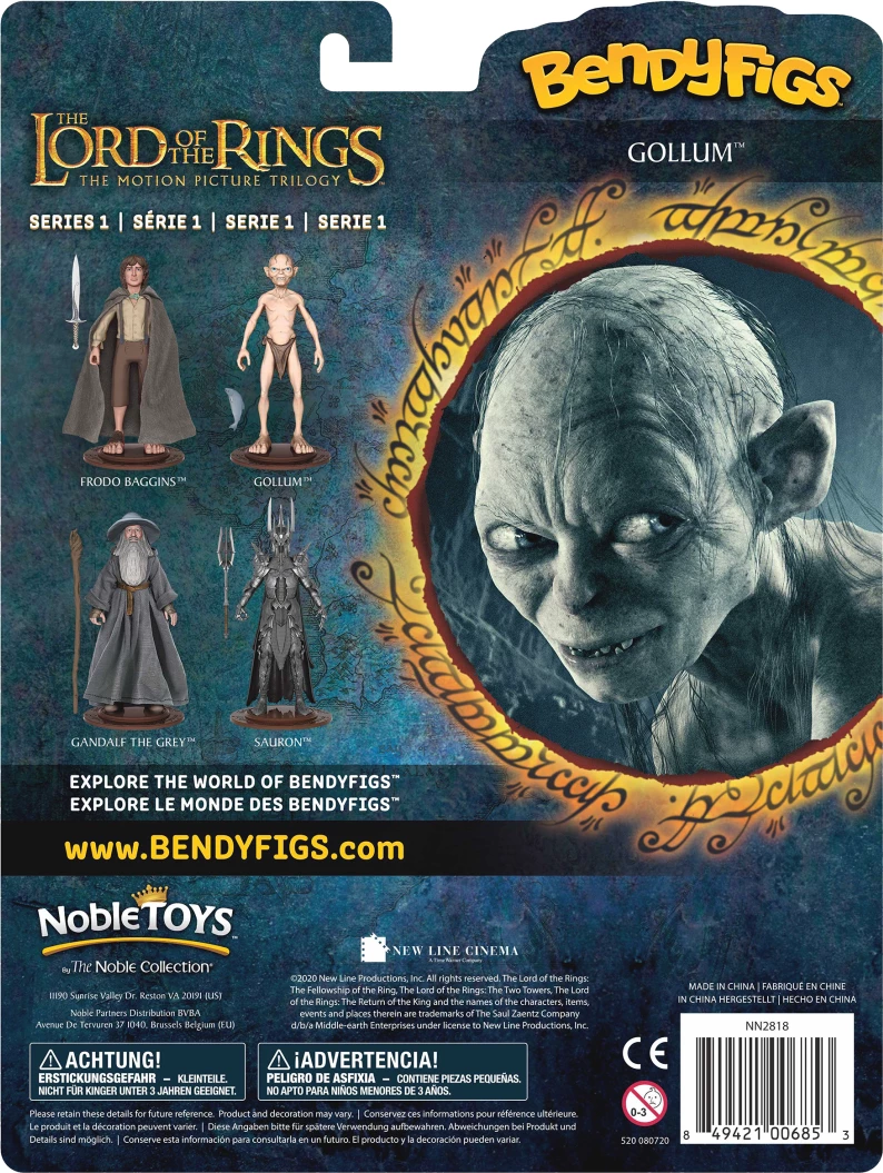Figurinë fleksibile NOBLE COLLECTION Bendyfigs Gollum 19 cm me peshk dhe mbajtëse