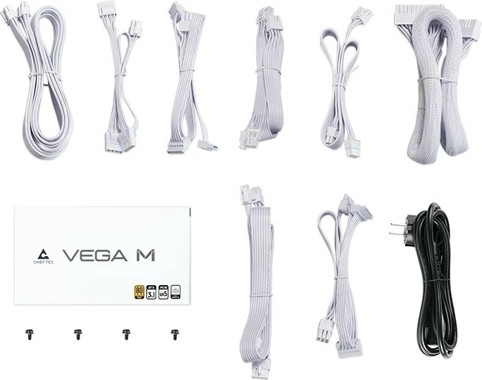 Furnizues energjie ATX, Chieftec Vega M PPG-1000-CW, 1000W, 80 PLUS Gold, ATX 3.1, modular, e bardhë