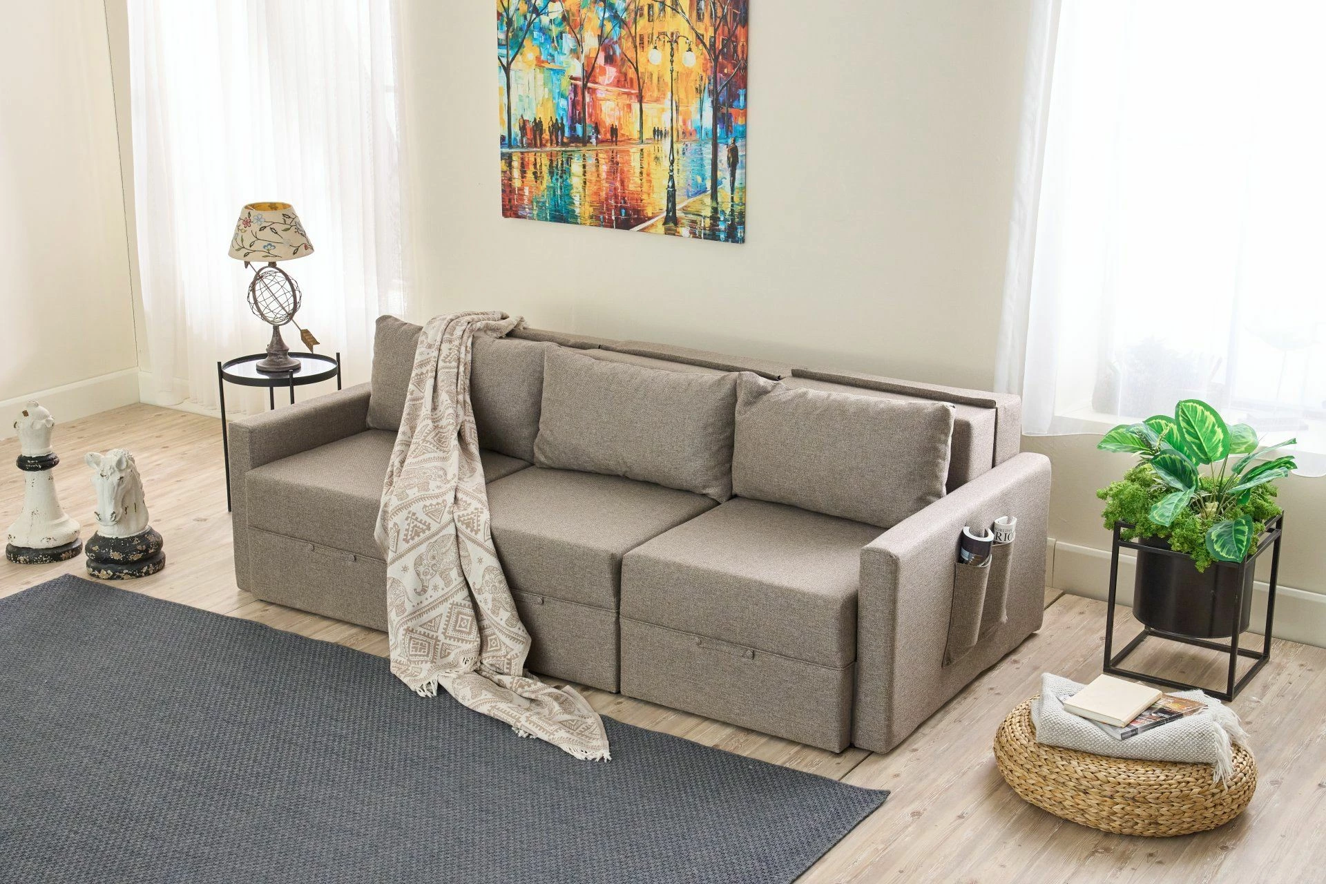 Divan-krevat treshe, Atelier del Sofa, Saros, ngjyrë kafe