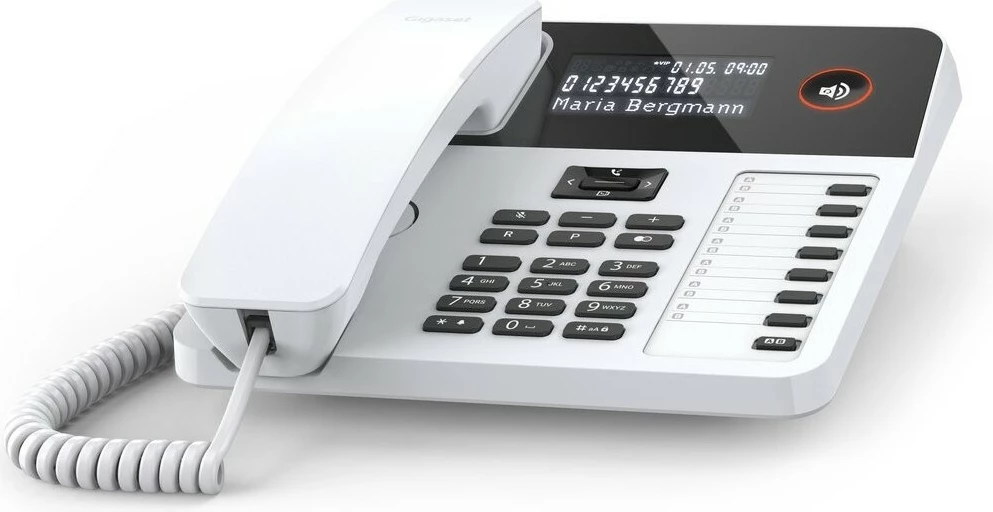 Telefon fiks Gigaset DESK 600, analog, 100 kontakte, Caller ID, i bardhë