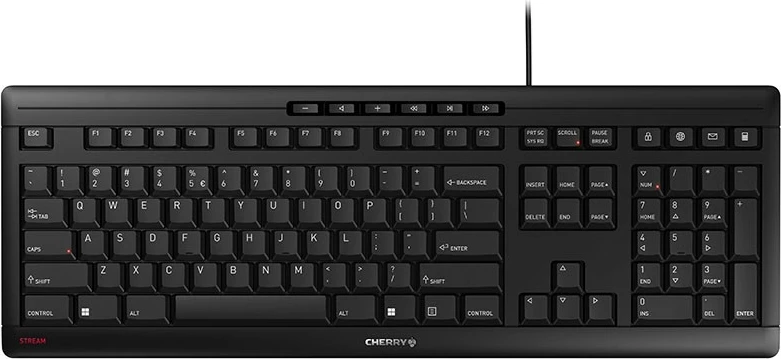 Tastaturë Cherry STREAM, Full-size, Wired, USB, Mekanike, QWERTY, E zezë